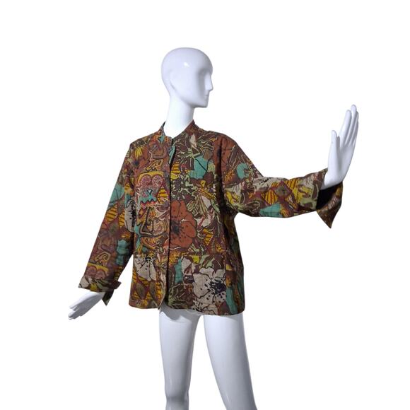 Vintage Life Style Womens 3X Quilted Floral Patchwork Artsy Boho Cardigan Jacket - Picture 13 of 14